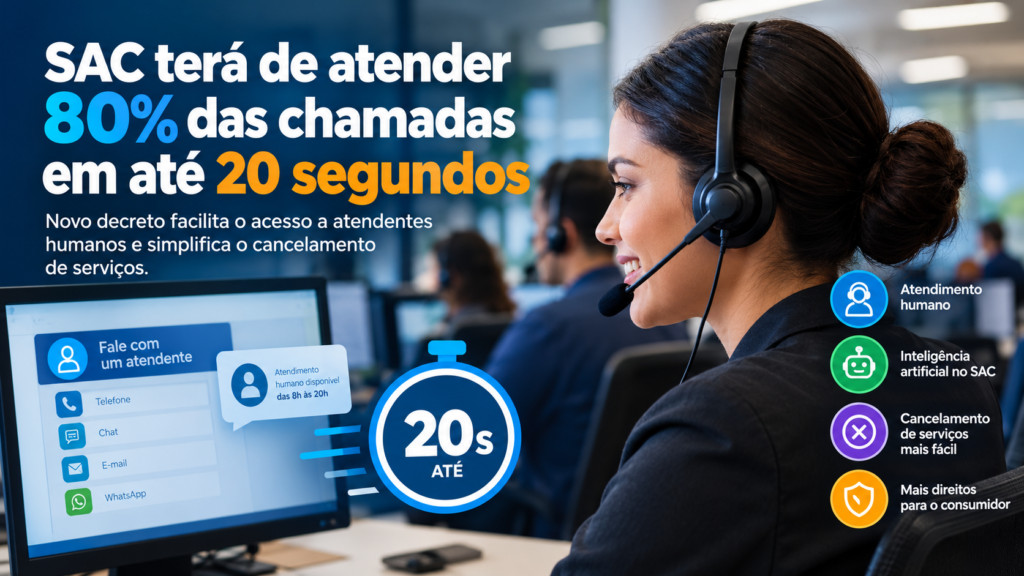Atendimento humano em até 20 segundos